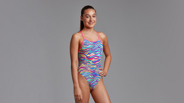 Girls Eco Single Strap One Piece Colour Curve
