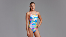Load image into Gallery viewer, Girls Strapped In One Piece Counting Clouds
