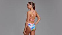 Load image into Gallery viewer, Girls Strapped In One Piece Counting Clouds
