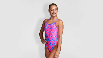 Girls Single Strap One Piece Pine Time