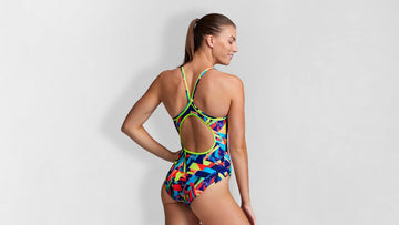 Womens Diamond Back One Piece Blocked Bars