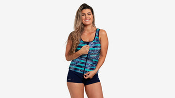 Womens Zip Front Tankini Top Palm Pilot