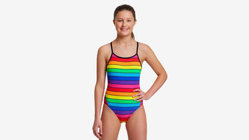 Girls Diamond Back One Piece Rainbow Racer