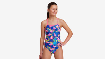 Girls Strapped In One Piece Mingo Magic