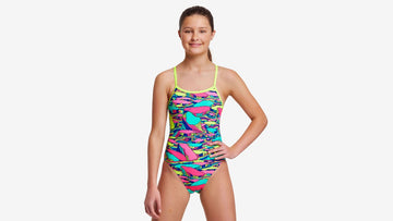 Girls Single Strap One Piece Bright Bergs