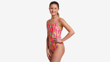 Girls Single Strap One Piece Feather Flock