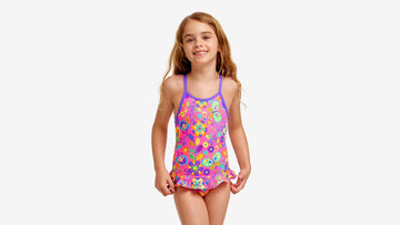 Toddler Girls Belted Frill One Piece Flower Bed