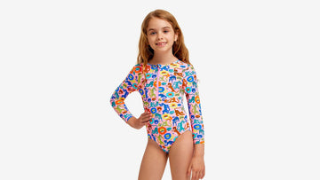 Toddler Girls Sun Cover One Piece Feline Fiesta