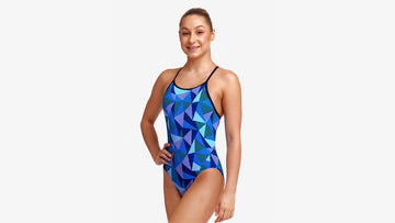 Girls Diamond Back One Piece Blue Bars