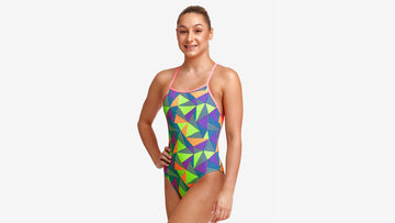Girls Strapped In One Piece Cross Bars