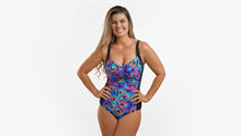 Load image into Gallery viewer, Womens Ruched One Piece Peacock Paradise
