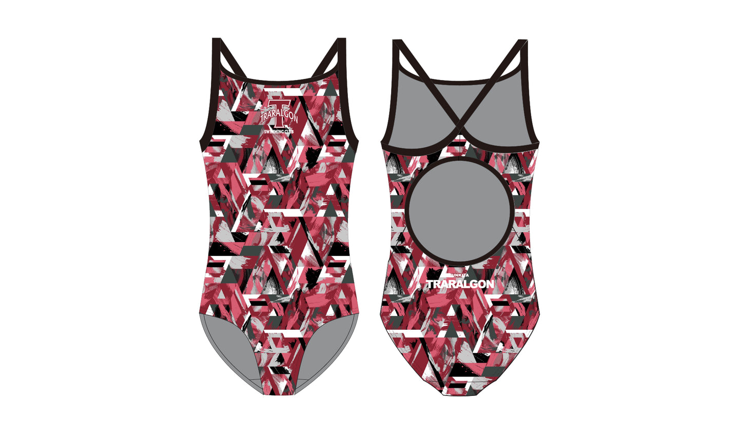 Girls Diamond Back One Piece Bashed Red Traralgon