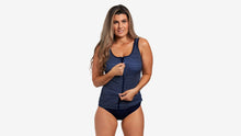 Load image into Gallery viewer, Womens Zip Front Tankini Top Knitty Navy
