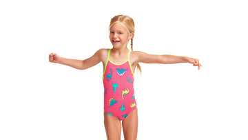 Toddler Girls Printed One Piece Dancing Dino