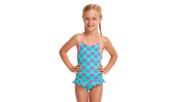 Toddler Girls Belted Frill One Piece Love Bug