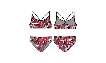Girls Racerback Two Piece Bashed Red Traralgon