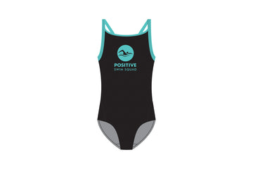 Girls Diamond Back One Piece Positive Black