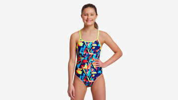 Girls Diamond Back One Piece Blocked Bars