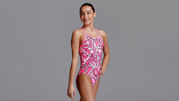 Girls Diamond Back One Piece Pink Pieces