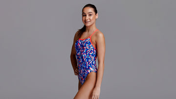 Girls Single Strap One Piece Pane In The Glass