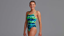 Load image into Gallery viewer, Womens Strapped In One Piece Icy Iceland
