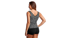 Load image into Gallery viewer, Womens Zip Front Panelled Tankini Black Widow
