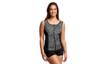 Load image into Gallery viewer, Womens Zip Front Panelled Tankini Black Widow
