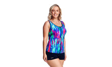 Load image into Gallery viewer, Womens Zip Front Tankini Brush Strokes
