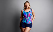 Load image into Gallery viewer, Womens Zip Front Tankini Brush Strokes
