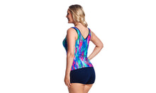 Load image into Gallery viewer, Womens Zip Front Tankini Brush Strokes
