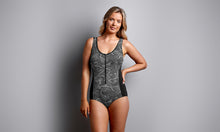 Load image into Gallery viewer, Womens Zip Front Panelled One Piece Crack Up

