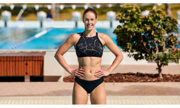 Womens Hi Light Swim Top Cracked Gold