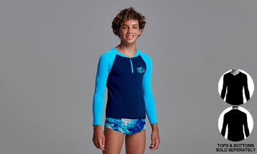 Boys Zippy Rash Vest Deep Lagoon