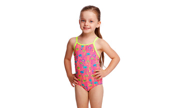 Toddler Girls Printed One Piece Flaming Stripes