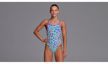 Girls Single Strap One Piece Mint Strips