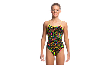 Girls Diamond Back One Piece Night Swim