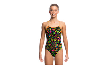 Girls Strapped In One Piece Night Swim