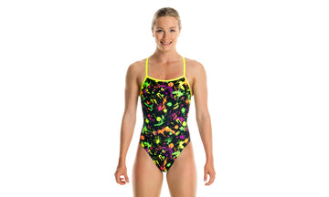 Girls Strapped In One Piece Splatter Attack