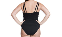Load image into Gallery viewer, Womens Zip Front Tankini Still Black
