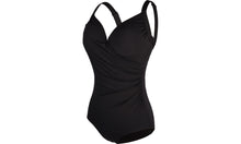 Load image into Gallery viewer, Womens Gathered Crossover One Piece Still Black
