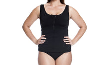 Load image into Gallery viewer, Womens Zip Front Tankini Still Black
