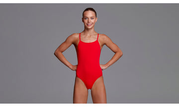 Girls Diamond Back One Piece Still Red Solid